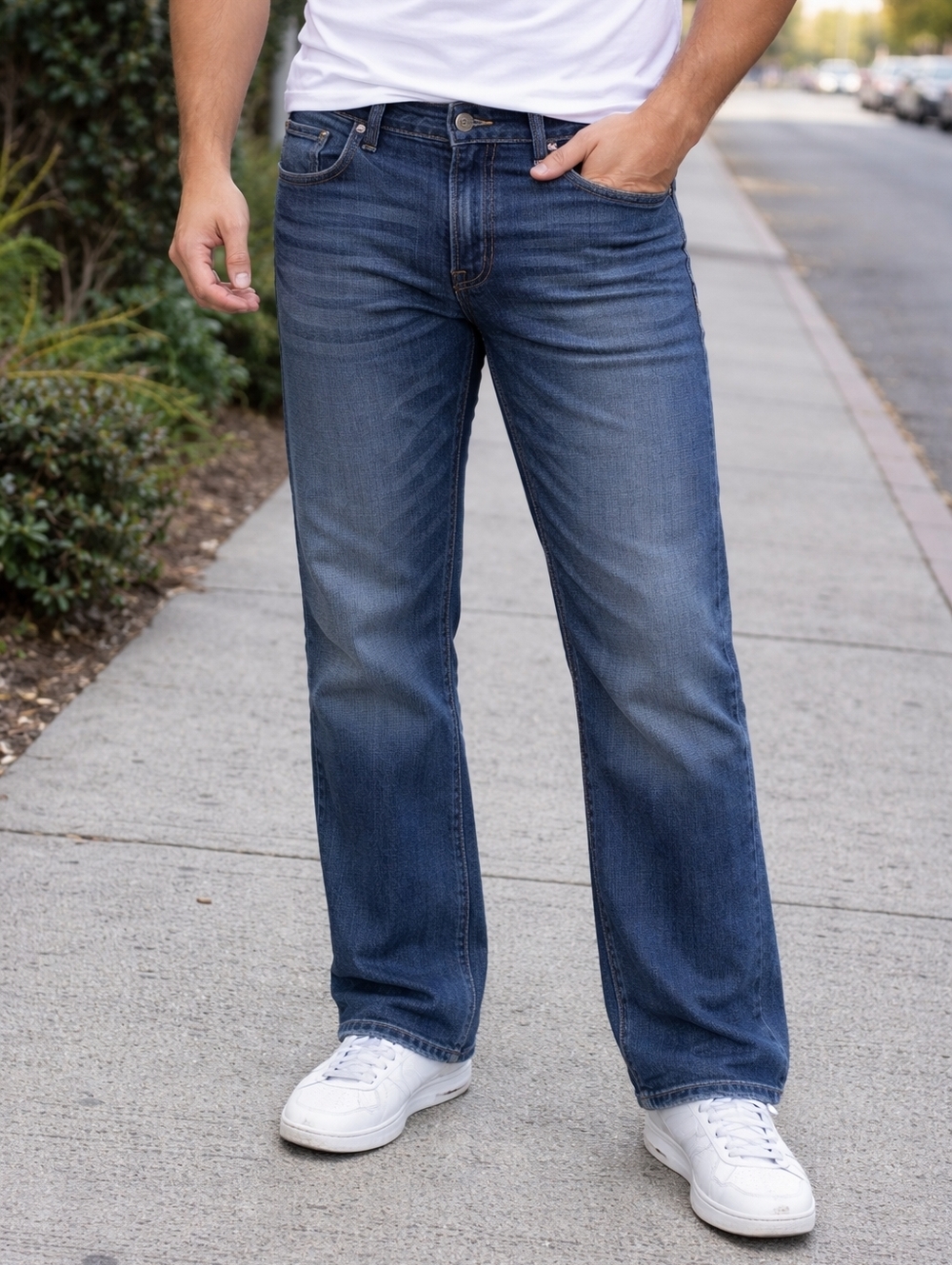 Men's Straight Jeans in Dark Blue